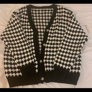 black and white cardigan